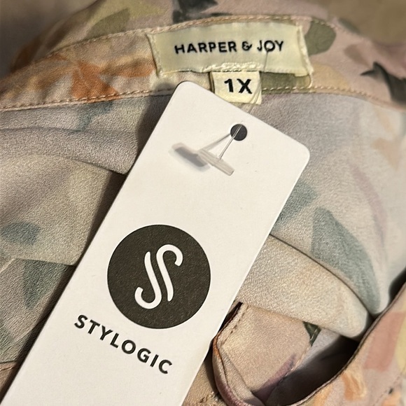 Harper & Joy Stylogic Subscription Box Blouse Cream Pink Floral Size 1X‎ NWT - Picture 8 of 9